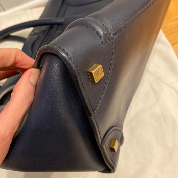 🌹SOLD🌹 CELINE Mini Luggage Tote Navy Blue Handbag 🌹SOLD🌹 - Picture 12 of 14